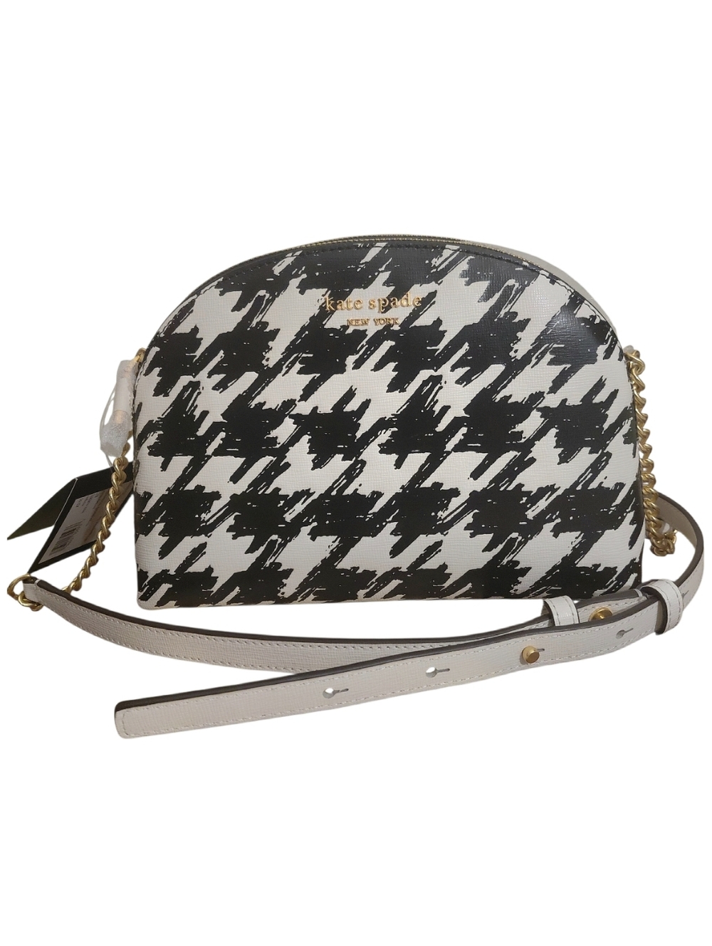 Kate Spade Morgan Painterly Houndstooth Double Zip Dome Crossbody Bag